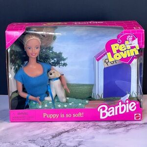 VINTAGE MATTEL BARBIE 1998 "PET LOVIN'" DOLL w/PUPPY #23007